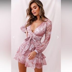 Selfie Leslie KERRY LAYERED BALLOON SLEEVE DRESS NUDE - Small